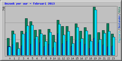 Bezoek per uur - februari 2013