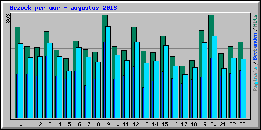 Bezoek per uur - augustus 2013