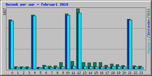 Bezoek per uur - februari 2019