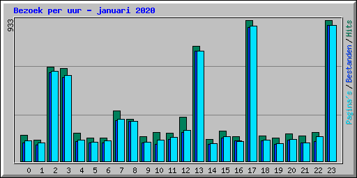 Bezoek per uur - januari 2020
