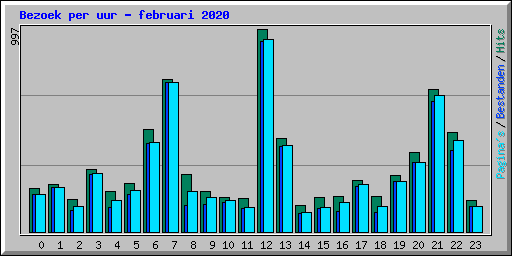 Bezoek per uur - februari 2020
